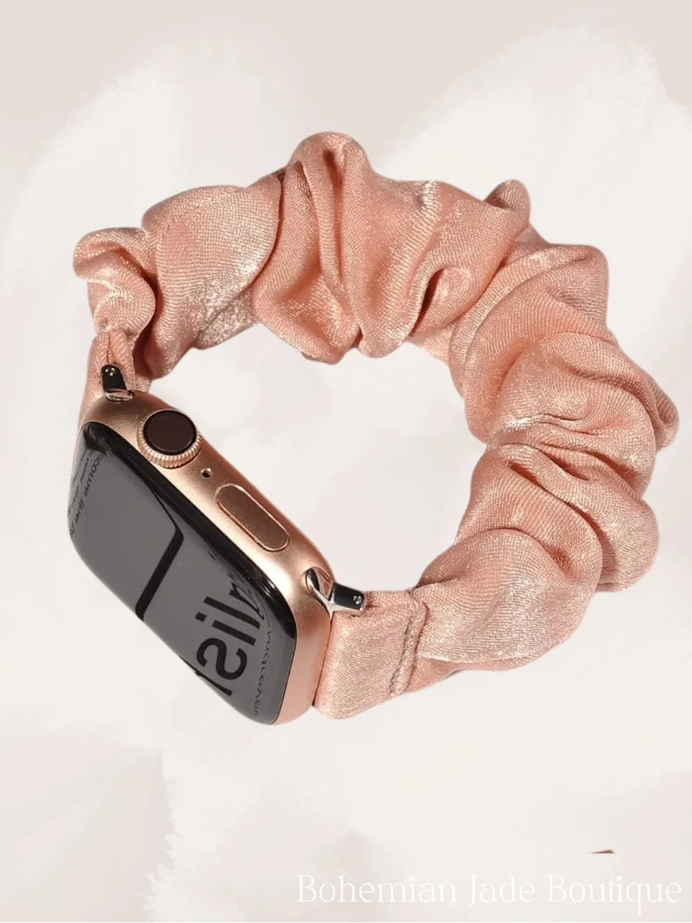 TOYOUTHS Scrunchie Apple Watch Bands Set of 3 Black Leopard Pink Small